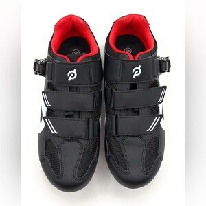 New Peloton Cycling Shoes Mens Size 7 Womans Size 9 Black Red White EU 40
